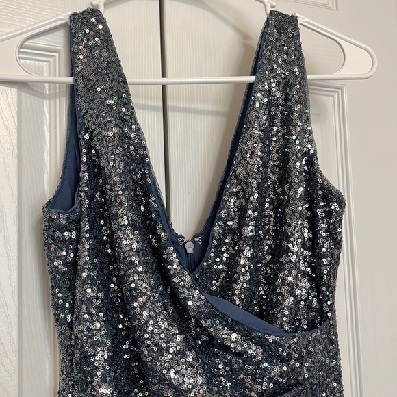 Ralph Lauren Steel Blue Sequin Mini Dress - Picture 3 of 5